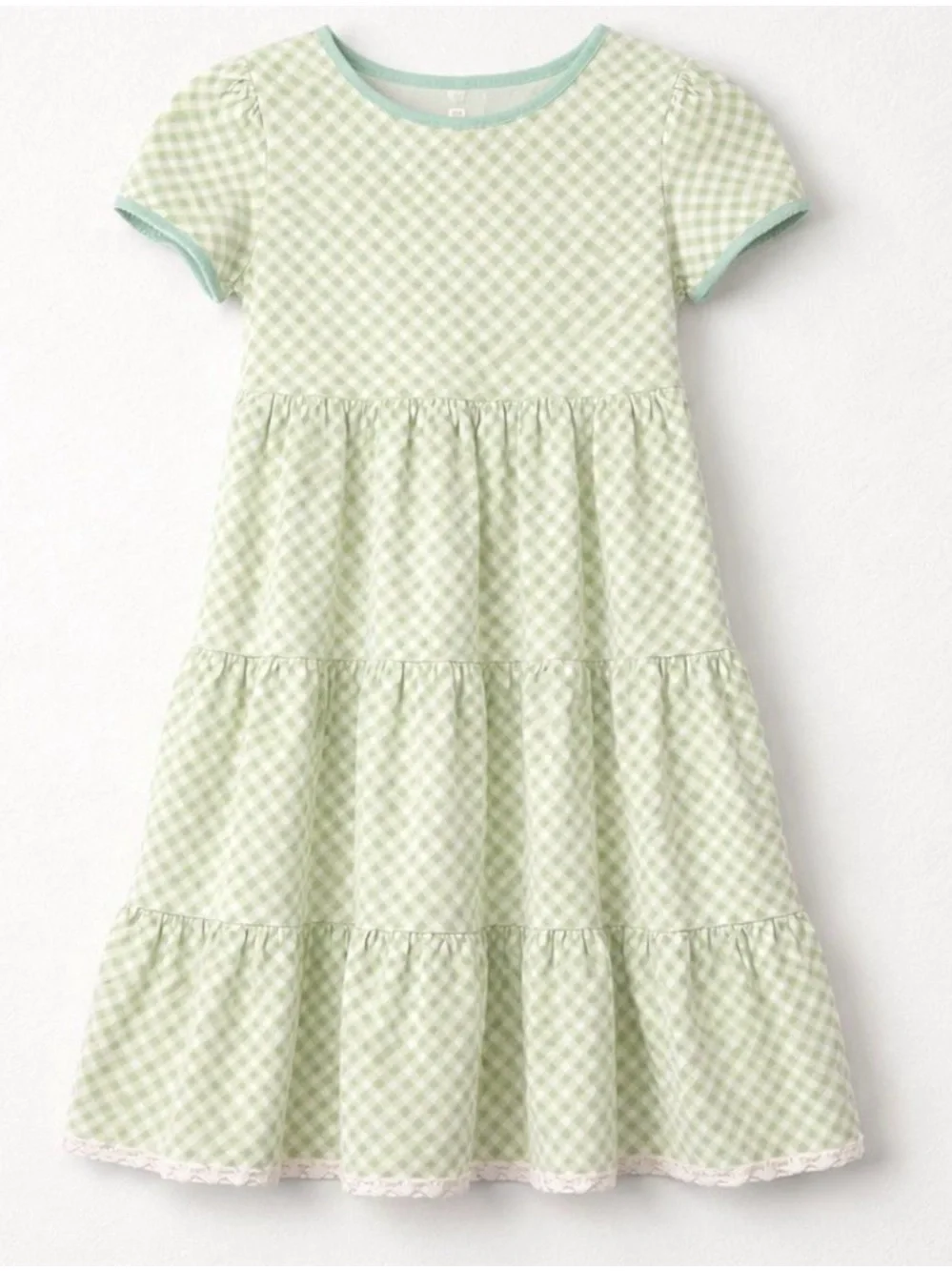 Matilda Jane Green Gingham Tiered Twirl Dress Girls Size 6